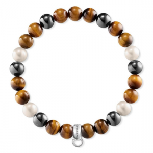 CX0218L THOMAS SABO C/CLUB TIGER EYE PEARL B/L 17.5CM