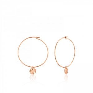 E007-04R ANIA HAIE TEXTURE MIX SILVER ROSE GOLD PLATED HOOP EARRING