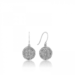 E009-05H ANIA HAIE COINS SILVER RHODIUM PLATED HOOK EARRING