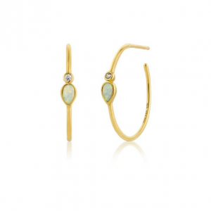 E014-04G ANIA HAIE MINERAL OPAL COLOUR RAINDROP HOOP EARRINGS