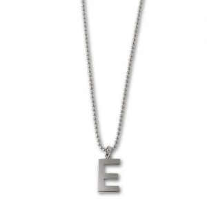 LN02 VON TRESKOW SS 40CM BALL CHAIN NECKLACE W LARGE INITIAL T 50CM