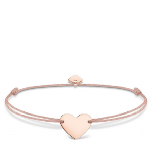 LS005 THOMAS SABO LITTLE SECRET BEIGE NYLON BRACELET WITH SS ENGRV. HEART