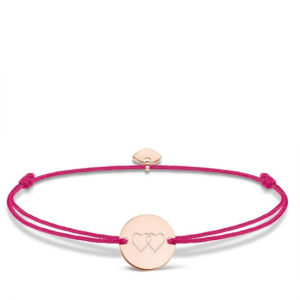 LS007 THOMAS SABO PINK NYLON BRACELET WITH ROSE GOLD PLATED DISC