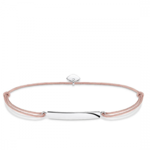 LS011 THOMAS SABO LITTLE SECRET BEIGE NYLON BRACELET WITH SS ENGRV. PLATE