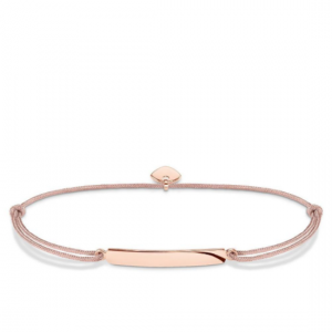 LS027 THOMAS SABO LITTLE SECRET BEIGE NYLON BRACELET WITH A RG PLATED ENGRV.PLATE