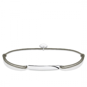 LS028 THOMAS SABO LITTLE SECRET GREY NYLON BRACELET WITH ENGRV. PLATE