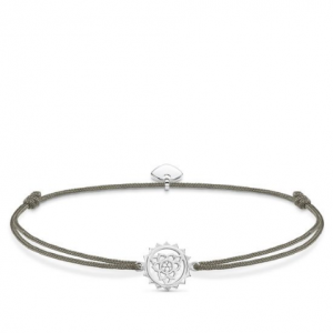 LS033 THOMAS SABO LITTLE SECRET GREY NYLON BRACELET WITH SS CZ MNI CHAKRA