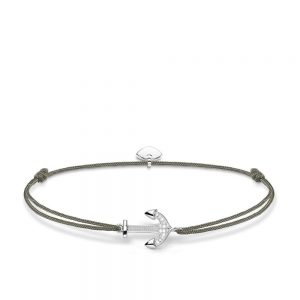 LS053 THOMAS SABO LITTLE SECRET SILVER CZ ANCHOR GREY NYLON BRACELET