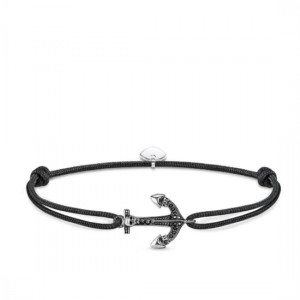 LS055 THOMAS SABO LITTLE SECRET BLCK CZ ANCHOR BRACELET 16-27CM