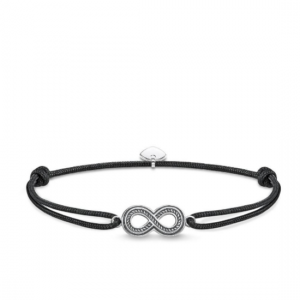 LS058 THOMAS SABO LITTLE SECRET BLACK NYLON BRACELET WITH A SS INFINITY SYMBOL