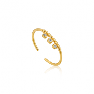 R003-03G ANIA HAIE TOUCH OF SPARKLE SILVE GOLD PLATED OPEN RING