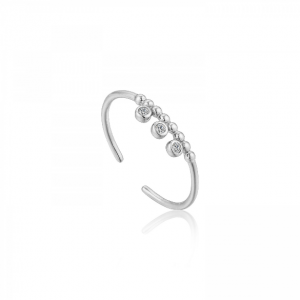 R003-03H ANIA HAIE TOUCH OF SPARKLE SILVER RHODIUM PLATED OPEN RING