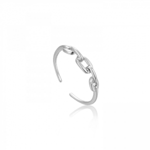 R004-02H ANIA HAIE LINK CHAIN SILVER RHODIUM PLATED OPEN RING