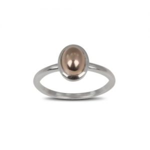RFR01 VON TRESKOW SS 7X5MM OVAL GOLD FILLED TOP RING SIZE N