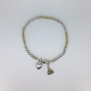 SB3499 VON TRESKOW SS 4MM SS & YG FILL BALL BRACELET