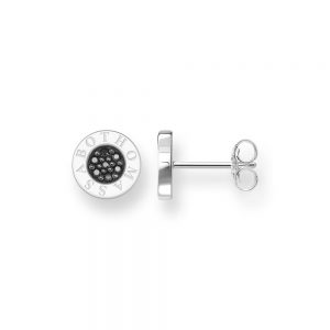 TH1547BCZ THOMAS SABO SILVER ROUND BLACK PAVÉ CZ STUD EARRINGS