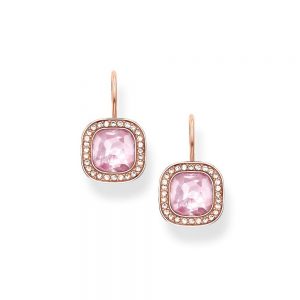 TCR580CZR THOMAS SABO ROSE GOLD PLATED CZ 1/2 HOOP EARRINGS