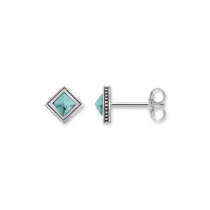 TH1928TU THOMAS SABO SILVER SQUARE TURQUOISE STUD EARRINGS