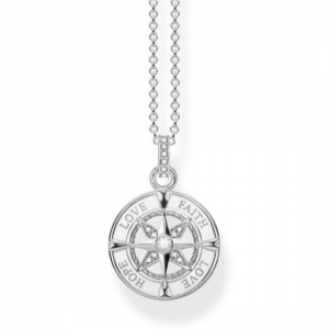 TKE1849 THOMAS SABO FAITH LOVE HOPE COMPASS NECKLACE 40-45CM