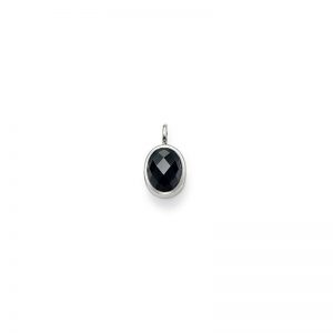 TPE427BCZ THOMAS SABO SILVER FACETED OVAL BLACK CZ BEZEL SET PENDANT