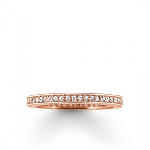 TR1983R58 THOMAS SABO ROSE GOLD PLATED FINE BEAD SET CZ BAND