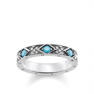 TR2162-54 THOMAS SABO SILVER DRAGON NIGHTS CZ TURQUOISE RING