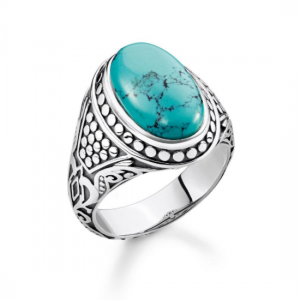 TR2241T58 THOMAS SABO TURQUOISE NATIVE SIGNET RING SIZE 58
